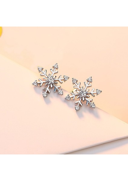 Moda Kadınlar Gümüş Kristal Kar Tanesi Küpe Charm Takı Noel Aksesuarları (Yurt Dışından) fırsatları