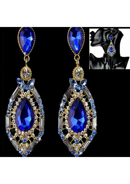 Yeşil Stil Kadın Lüks Şık Taşlı Büyük Düşen Küpe Vintage Benzersiz Küpeler Düğün Parti Takı (Yurt Dışından) fiyatları