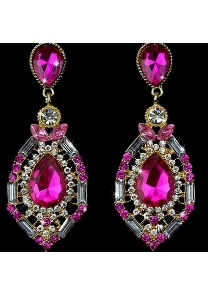 Yeşil Stil Kadın Lüks Şık Taşlı Büyük Düşen Küpe Vintage Benzersiz Küpeler Düğün Parti Takı (Yurt Dışından) fırsatları