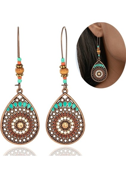 Resim Olarak Kadınlar Için Vintage Boho Hint Etnik Damla Küpe - Gelin Nişan Düğün Takı (Yurt Dışından)