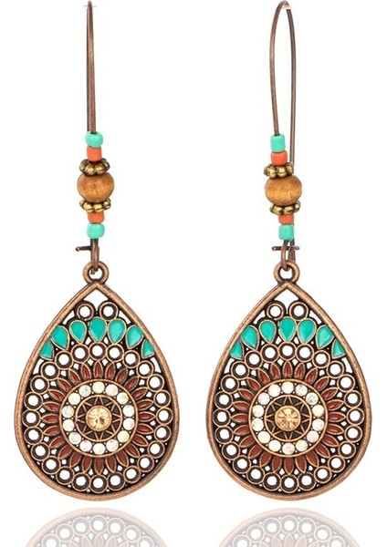 Resim Olarak Kadınlar Için Vintage Boho Hint Etnik Damla Küpe - Gelin Nişan Düğün Takı (Yurt Dışından)