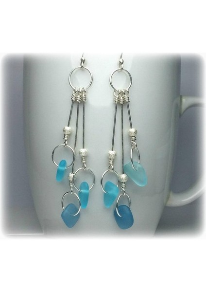 Beyaz Stil Mavi Deniz Camı Küpe | Damla Küpe Uzun Sarkan Küpe | Ona Hediye, Kadınlar Için Benzersiz Hediye | Gümüş Takı (Yurt Dışından) fiyatları