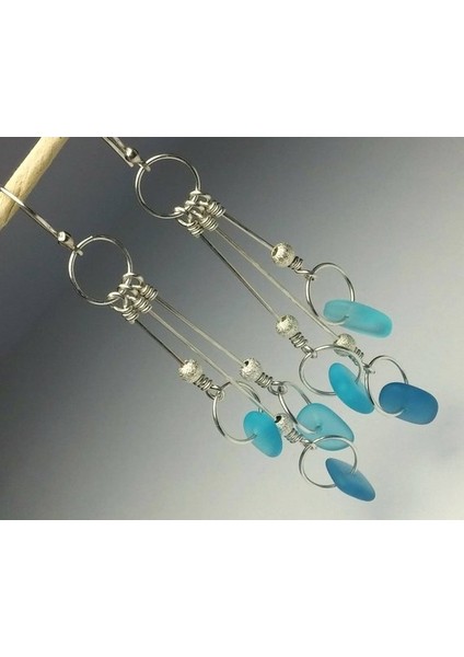 Beyaz Stil Mavi Deniz Camı Küpe | Damla Küpe Uzun Sarkan Küpe | Ona Hediye, Kadınlar Için Benzersiz Hediye | Gümüş Takı (Yurt Dışından) fırsatları