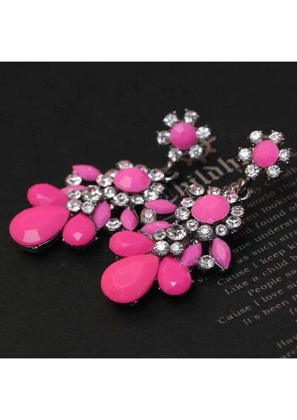 Pembe Tarzı Paris Moda Şovu Zarif Tasarım Bayan Net Çok Renkli Kristal Uzun Düğün Sarkan Kadın Küpe - Ana Renk: Çok Renkli Kırmızı (Yurt Dışından)