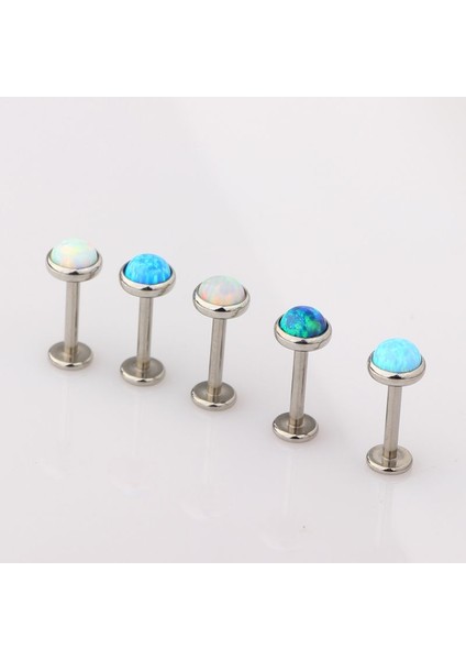 Gümüş Tarzı OP17 10MM/4MM 1 Adet Opal Dudak Barı Labret Halka Içten Vidalar Kulak Tragus Kıkırdak Iğne Delme (Yurt Dışından)