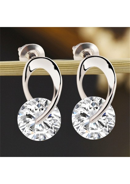 Beyaz Stil Yeni Beyaz Zirkon Taşlı Küpe Küpe Küpe Gümüş Kadın Modası Renk: Beyaz (Yurt Dışından) fiyatları