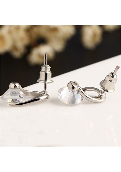 Beyaz Stil Yeni Beyaz Zirkon Taşlı Küpe Küpe Küpe Gümüş Kadın Modası Renk: Beyaz (Yurt Dışından) modelleri