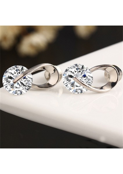 Beyaz Stil Yeni Beyaz Zirkon Taşlı Küpe Küpe Küpe Gümüş Kadın Modası Renk: Beyaz (Yurt Dışından) indirimleri