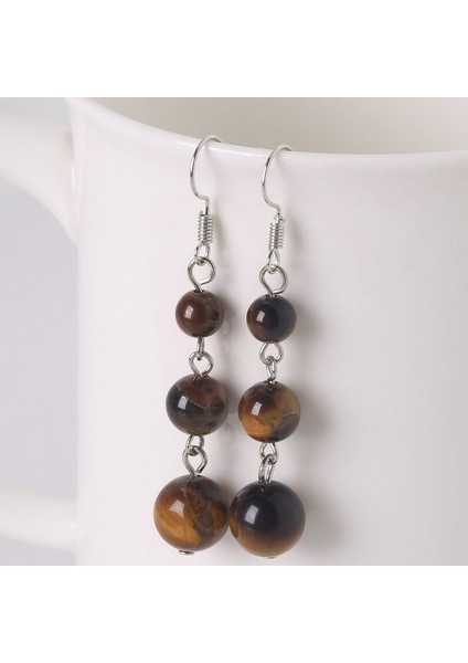 1 - Siyah Akik Kadınlar Için Doğal Kaplan Gözü Boncuk Taş Düşen Uzun Küpe Takı (Yurt Dışından) fırsatları