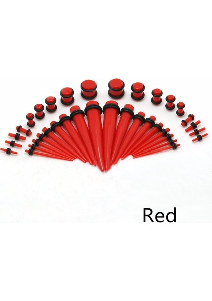 Kırmızı Stil Akrilik Kulak Genişletme Konik ve Fiş Seti - Renkler (Yurt Dışından)