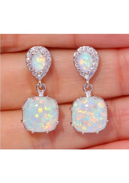 No.2 Boyutu Kadın Gümüş Beyaz Ateş Opal Küpe Teklif Yıldönümü Gelinlik Düğün Takı Karşılık Gelen Resim Için Stil Seçimi (Yurt Dışından)