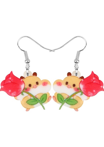 Pembe Tarzı Kadın Kızlar Gençler Için Fındık Sincap Küpe Düşen Damla Benzersiz Orman Hayvan Takı Akrilik Tatlı Hediye Parti Süslemesi (Yurt Dışından)