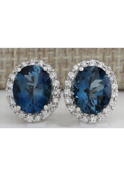 Mavi Stil Noble Takı Gümüş Doğal Safir Taşlı Küpe (Yurt Dışından)