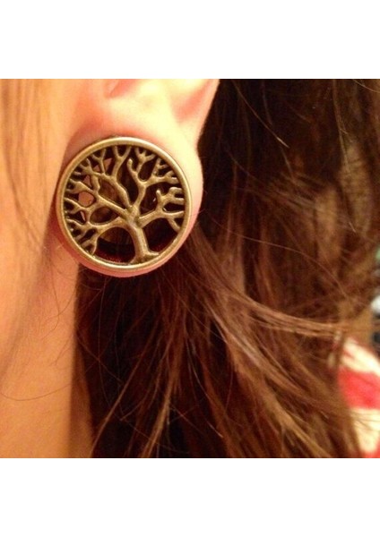 8 mm Topbrıght® Çift Ahşap ve Pirinç Hayat Ağacı Tünel Flesh Tünel Kulak Tüneli Küpe Takıları Earring Plugs (Yurt Dışından)