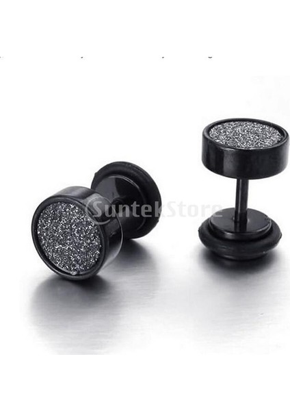 Estilo Negro Y Plata Punk 8mm Paslanmaz Çelik Karbon Fiber Sahte Kulak Tıkaç Küpe (Yurt Dışından) fiyatları