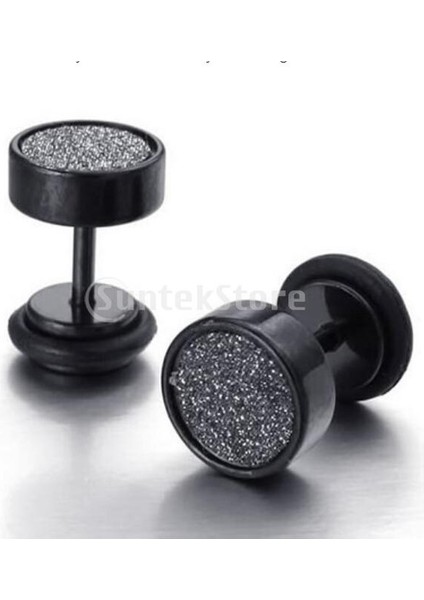 Estilo Negro Y Plata Punk 8mm Paslanmaz Çelik Karbon Fiber Sahte Kulak Tıkaç Küpe (Yurt Dışından) modelleri