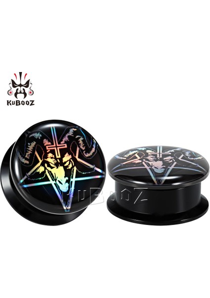 Siyah Stil B-8mm Kubooz Zarif Akrilik Hayalet Hayvan Tasarımı Kulak Genişletici ve Vücut Takı Küpe Tünel Küpe 1 Çift (Yurt Dışından)