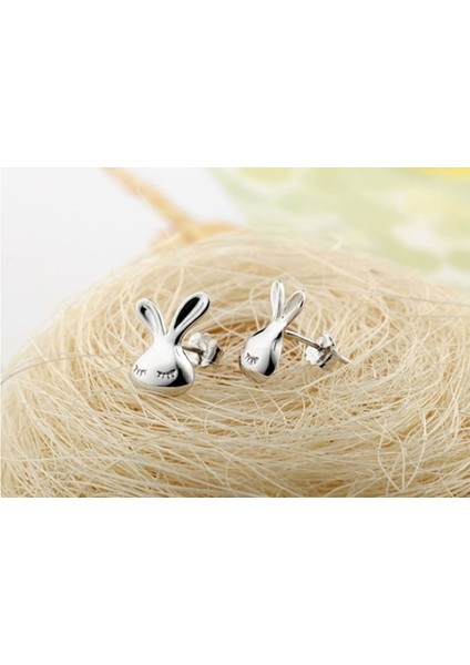 Kadınların Sevimli Tavşan Kulaklı Küçük Gümüş Kaplama Küpe (Yurt Dışından) indirimleri