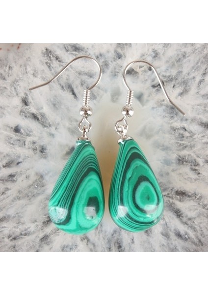 Malakit 1 Çift Mor Ametist Berrak Kuvars Lapis Lazuli Turkuaz Gül Kuvars Opal Obsidyen Jaspis Damla Konik Boncuk Kanca Küpe (Yurt Dışından)