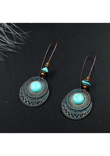 Kadınlar Için Bohem Tarzı Uzun Gümüş Renkli Turkuaz Düşen Küpe Vintage Etnik Sevimli Retro Moda Takı Hediye (Yurt Dışından) fiyatları