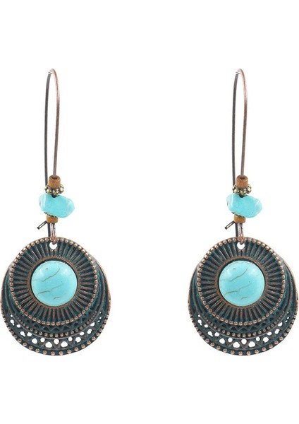 Kadınlar Için Bohem Tarzı Uzun Gümüş Renkli Turkuaz Düşen Küpe Vintage Etnik Sevimli Retro Moda Takı Hediye (Yurt Dışından) modelleri