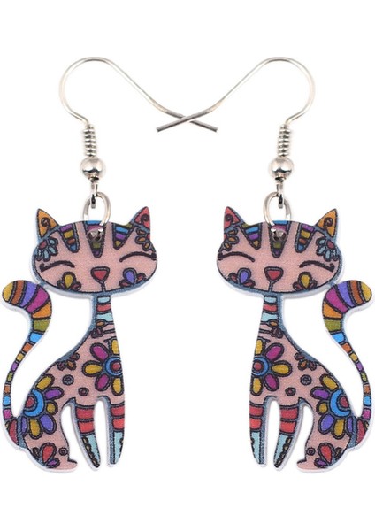 Mavi Stil Kadın Kız Genç Kedili Çiçekli Akrilik Kedi Kedi Küpe Düşen Kolye Takı Hayvan Mücevher Süs Dekorasyon Parti Hediye Alışveriş Şık Aksesuarlar (Yurt Dışından) fiyatları