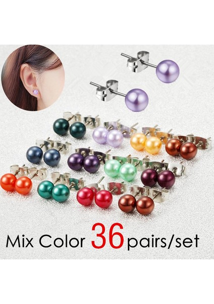 1 Set 36 Çift Taklit Inci Küpe Yuvarlak Renkli Boncuklar Küpe Seti (Yurt Dışından) fiyatları
