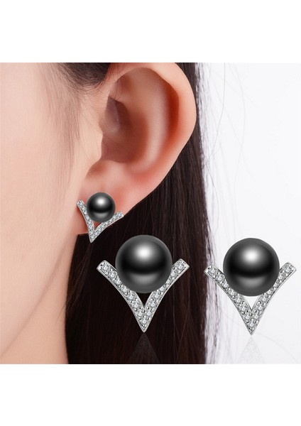 Beyaz Stil 1 Çift Kadın Gümüş Yaratıcı V Şekilli Üçgen Inci Küpe (Yurt Dışından) fiyatları