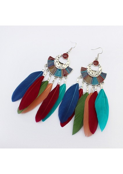 Çok Renkli Stil Büyük Uzun Küpe Bijoux Hediye Açıklama Moda Tüy Küpe Kadın Bohem Etnik Püskül Küpe Asılı (Yurt Dışından) fiyatları