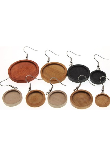 Kahverengi Tarzı 18 mm Iç Ölçü Yuvarlak Ahşap Cabochon Küpe Tabanları Paslanmaz Çelik Küpe Kanca Ayarları Için Dıy Mücevherler (Yurt Dışından)
