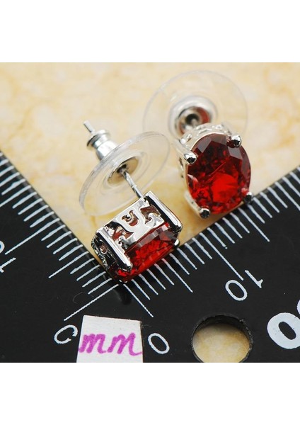 Garnet Gümüş Taşlı Küpe PE01 (Yurt Dışından) modelleri