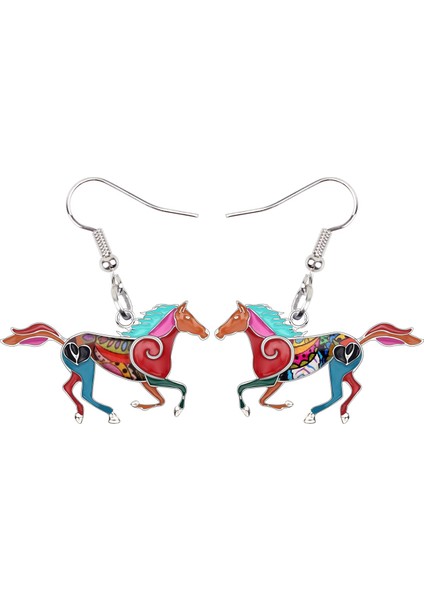 Kahverengi Tarzı Kadın Kızlar Çocuklar Gençler Için Hediye Takı Aksesuar Süsleme Yüksek Kaliteli Enamel Alaşım Çiçekli Koşu Atı Küpe Büyük Hayvan Asma Düşen Şanslı Takı (Yurt Dışından) modelleri