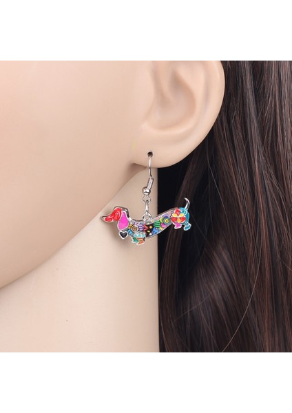 Çok Renkli Stil Kadınlar ve Gençler Için Çiçekli Dachshund Köpek Küpe Dangle Drop Pet Hayvan Hediye Şık Takı (Yurt Dışından) fiyatları