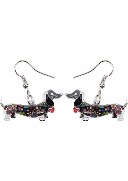 Çok Renkli Stil Kadınlar ve Gençler Için Çiçekli Dachshund Köpek Küpe Dangle Drop Pet Hayvan Hediye Şık Takı (Yurt Dışından) modelleri