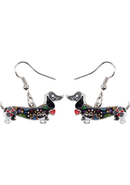 Çok Renkli Stil Kadınlar ve Gençler Için Çiçekli Dachshund Köpek Küpe Dangle Drop Pet Hayvan Hediye Şık Takı (Yurt Dışından) fırsatları