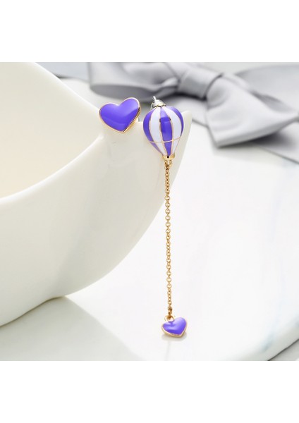 Siyah Stil Ravımour Sıcak Hava Balonu Uzun Küpe Kadınlar Için Kore Asimetrik Kalp Altın Zincir Boncuklu Küpe Moda Kulak Takı (Yurt Dışından) indirimleri