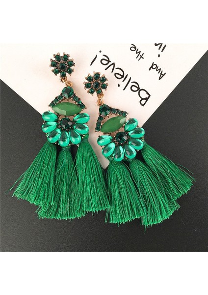 Yeşil Stil Kadınlar Için Bohem Etnik Büyük Uzun Püsküllü Küpe Moda Takı Damlalık Küpe (Yurt Dışından) fiyatları
