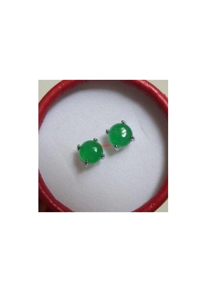 Yeşil Stil Doğal Malay Ceviz Yeşili Yuvarlak Jade Küpe Zümrüt Jade Küpe Gümüş Küpe Küpe Jade Gümüş Küpe (Yurt Dışından)