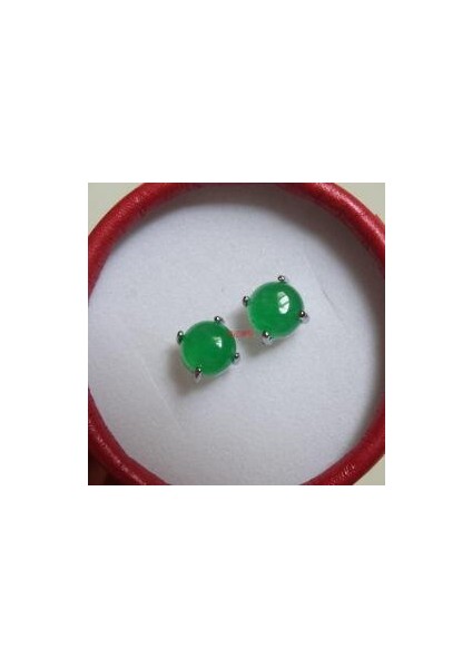 Yeşil Stil Doğal Malay Ceviz Yeşili Yuvarlak Jade Küpe Zümrüt Jade Küpe Gümüş Küpe Küpe Jade Gümüş Küpe (Yurt Dışından)