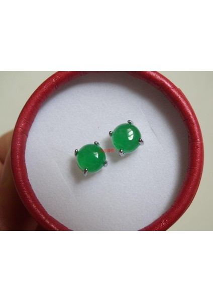 Yeşil Stil Doğal Malay Ceviz Yeşili Yuvarlak Jade Küpe Zümrüt Jade Küpe Gümüş Küpe Küpe Jade Gümüş Küpe (Yurt Dışından)