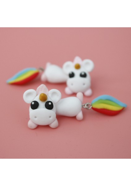 Dinozor Gülü 1 Çift Polimer Kil Sevimli Unicorn Küpe Dinozor Küpeler Kadınlar Için Moda Takı El Yapımı 3D Pegasus Atı Küpe Kızlar Çocuklar Hediye (Yurt Dışından) fırsatları