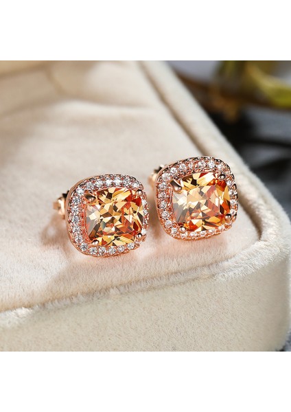 Mor Tarzı 925 Ayar Gümüş 7mm Prenses Kare Kesim Safir Topaz Ametist Zümrüt Puset Küpe Doğum Taşı Kristal Pençe Küpe Vida Geri Küpe (Yurt Dışından)
