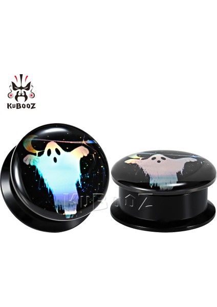 Siyah Stil A-28MM Kubooz Zarif Akrilik Hayalet Hayvan Tasarımı Kulak Genişletici ve Vücut Takı Küpe Tünel Küpe 1 Çift (Yurt Dışından)