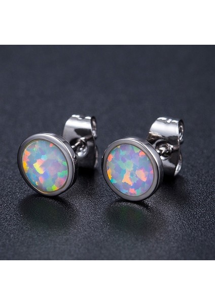 Pembe Tarzı Sevimli Yuvarlak Beyaz Ateş Opal Küpe Moda Bayan Düğün Parti Küpe Takımları (Yurt Dışından) fırsatları