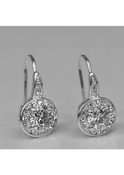 Kadınlar Için Gümüş Kübik Zirkonya Küpe Takıları Noel Hediyeleri (Yurt Dışından)