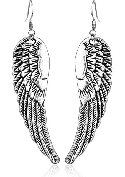 Yeni 1 Çift Tibet Gümüş Kadın Bayan Sıcak Moda Taşlı Melek Kanat Küpe Damla Dangle (Yurt Dışından)