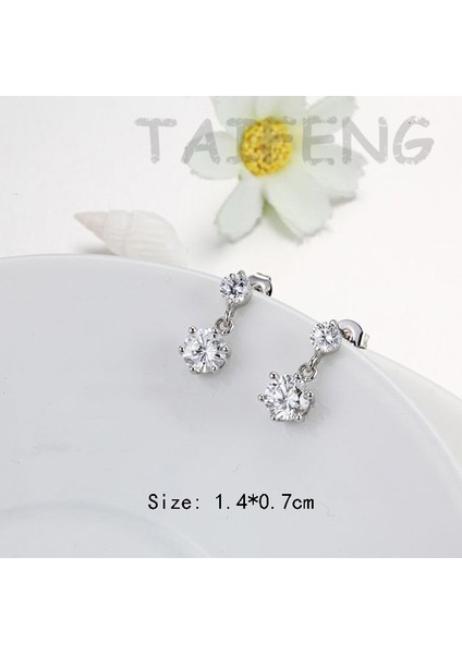 Şık 1 Çift Sıcak Moda Gümüş Kore Taşlı Sevimli Küpe (Yurt Dışından) indirimleri