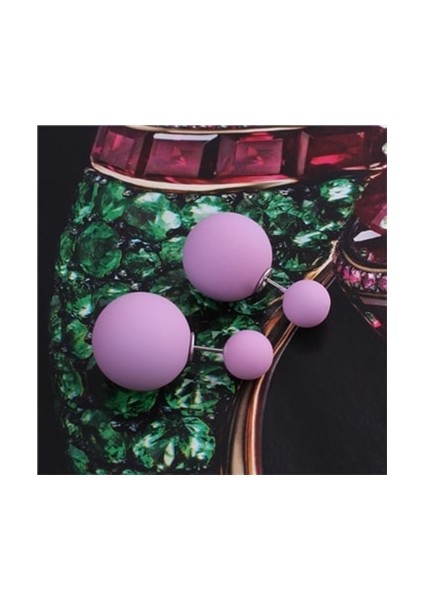 Mor Tarzı Yeni Maxi Çift Taraflı Büyük Top Inci Küpe Basit Stil Şeker Renk Kauçuk Toka Küpe Kadın Aksesuarları Bijoux (Yurt Dışından)