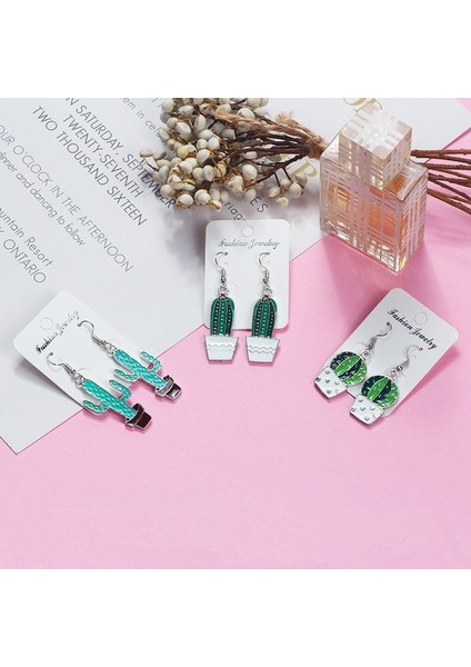 No.2 Boyutu Yeni Eğlenceli Sevimli Küpe Kaktüs Kulak Kancaları Hava Hoş Etki Taze Küpe Yeşil Bitki Küpeler (Yurt Dışından) modelleri