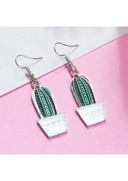 No.2 Boyutu Yeni Eğlenceli Sevimli Küpe Kaktüs Kulak Kancaları Hava Hoş Etki Taze Küpe Yeşil Bitki Küpeler (Yurt Dışından) fırsatları